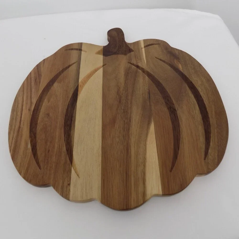Pumpkin Shaped Wooden Cutting Board Makery Thanksgiving Halloween Food Safe New